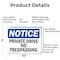 Signmission Private Drive No Trespassing OSHA Notice Sign, Aluminum, 10in W x 7in L, 2PK OS-2PACK-NS-A-710-L-17809 - alternate 2